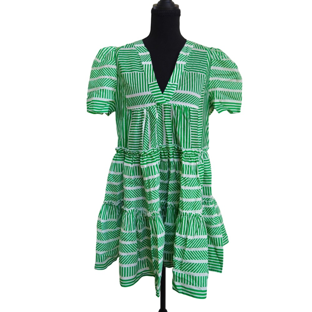 AQUA Babydoll Mini Dress Puff Sleeve Tiered Medium NWOT Boho-Chic Festival Date